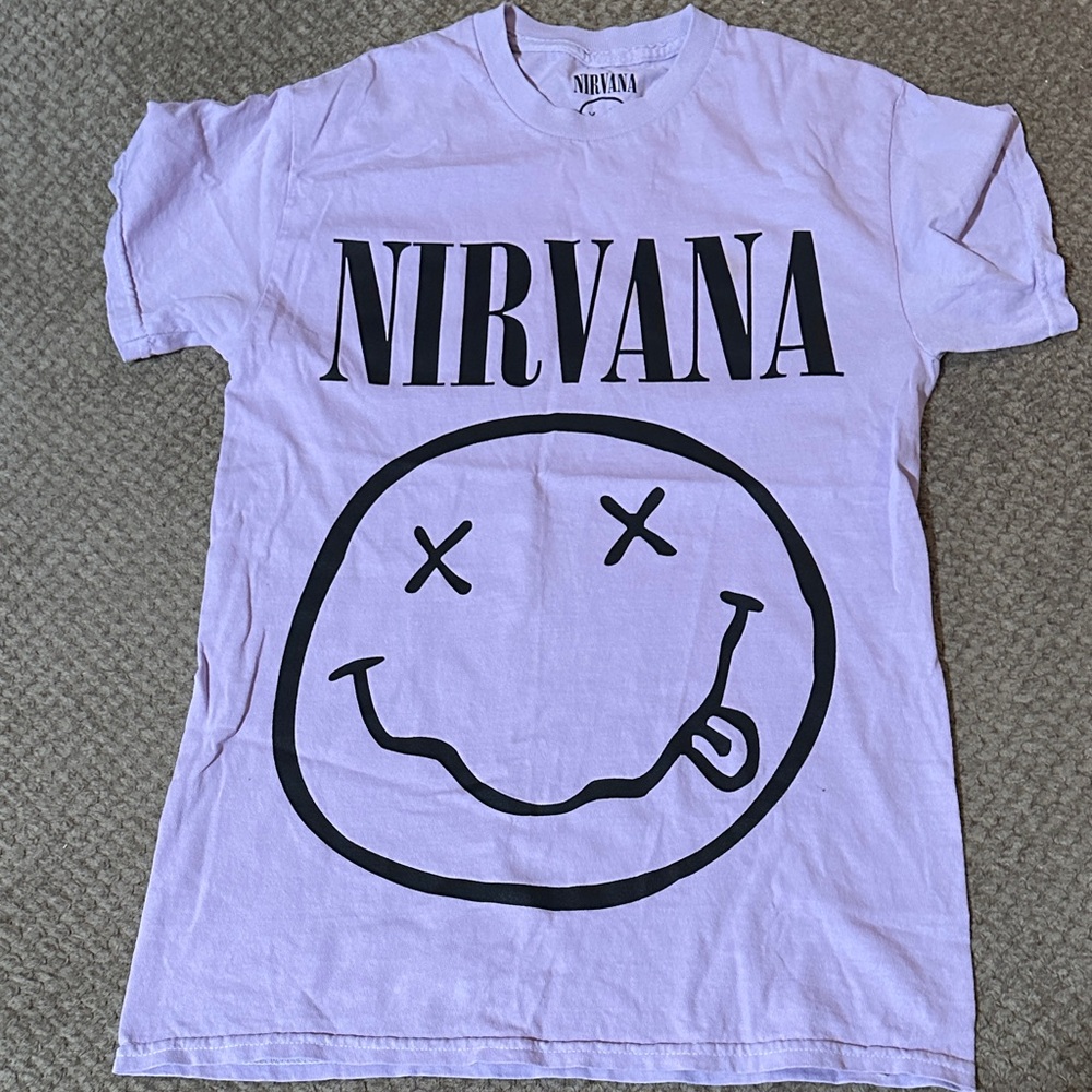 NIRVANA Light Pink Smiley Face Tee